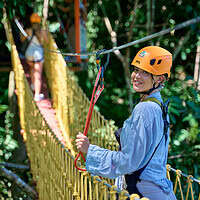 Thrilling zip-lining adventure through lush tropical rainforest in Thailand. Experience nature and excitement on your holiday.